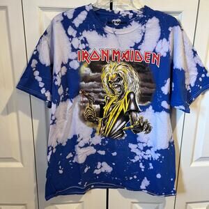 Iron Maiden Killers Album Graphic T-Shirt Blue White Large NWOT
